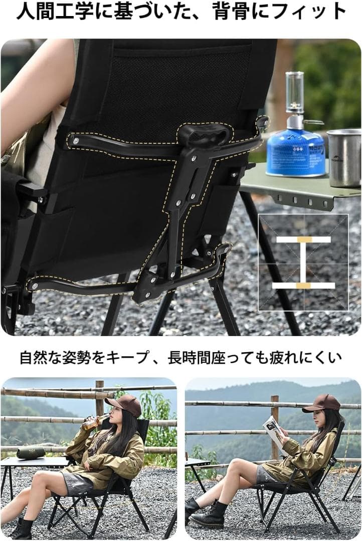 2セット キャンプ用 キャンプチェア 折りたたみ アウトドア 600D生地 軽量