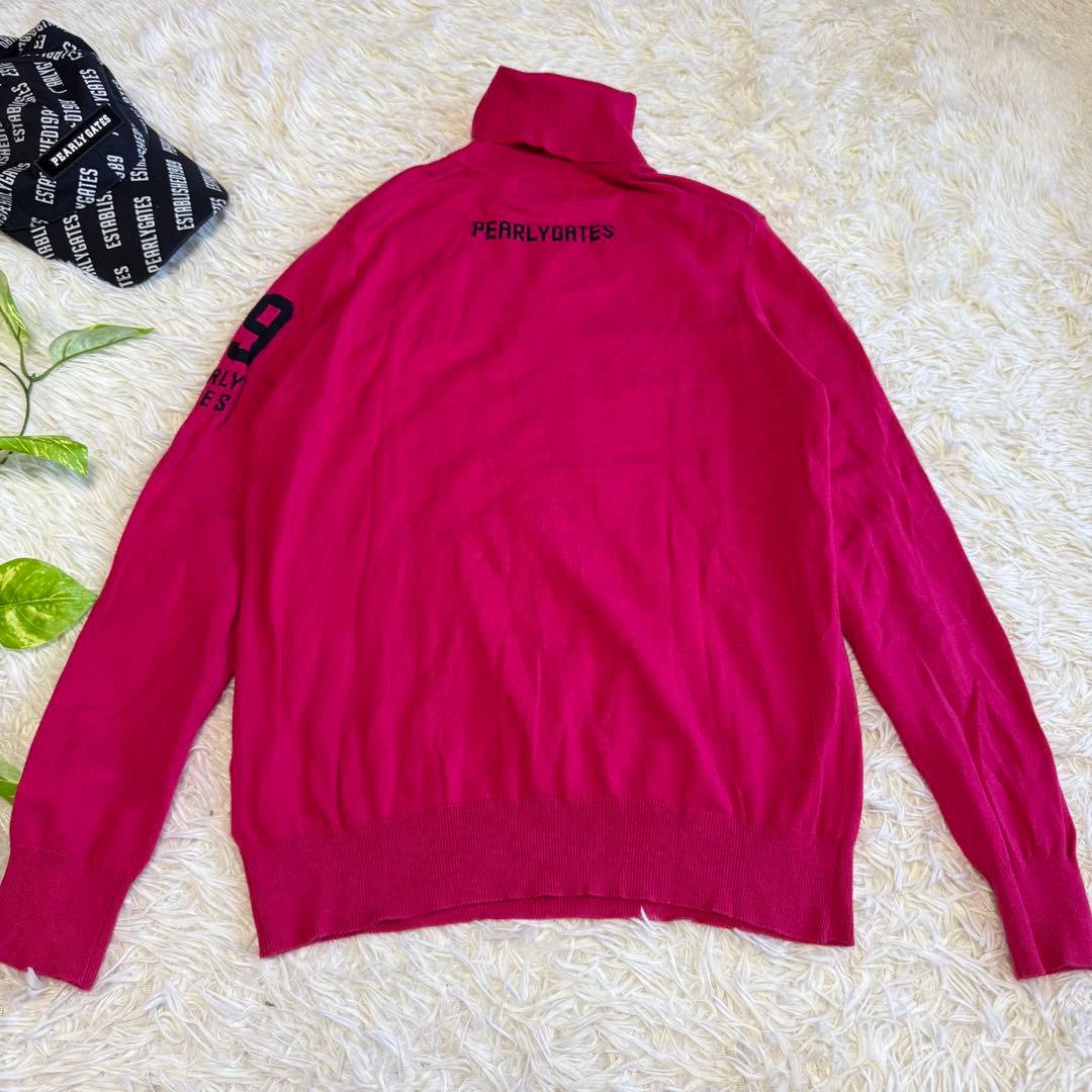【パーリーゲイツ】美品 タートルネック ピンク カシミヤタッチ 1サイズ