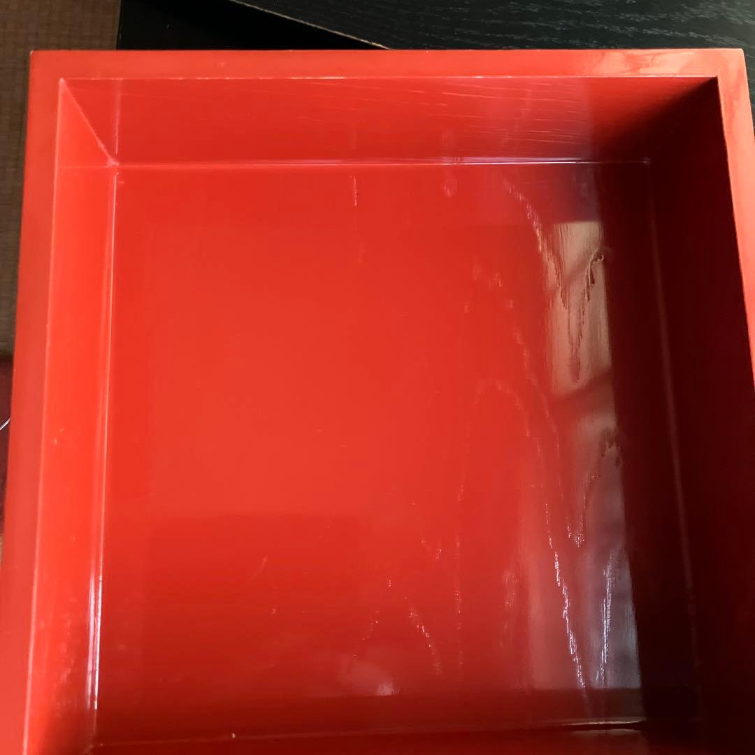 漆器重箱　溜紅本塗り木製三段重箱　★最終価格★