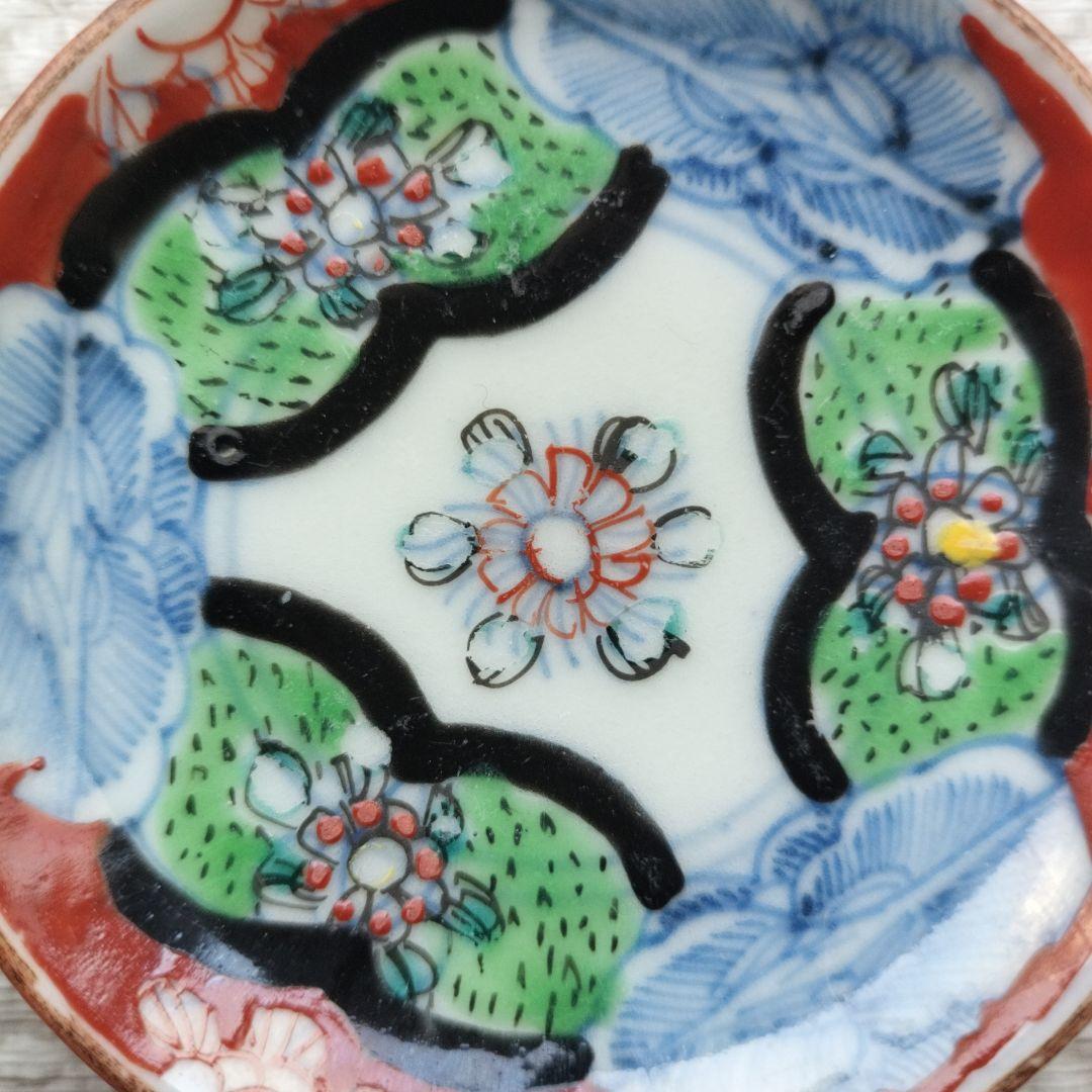 三枚組　古伊万里　色絵　花文　豆皿
