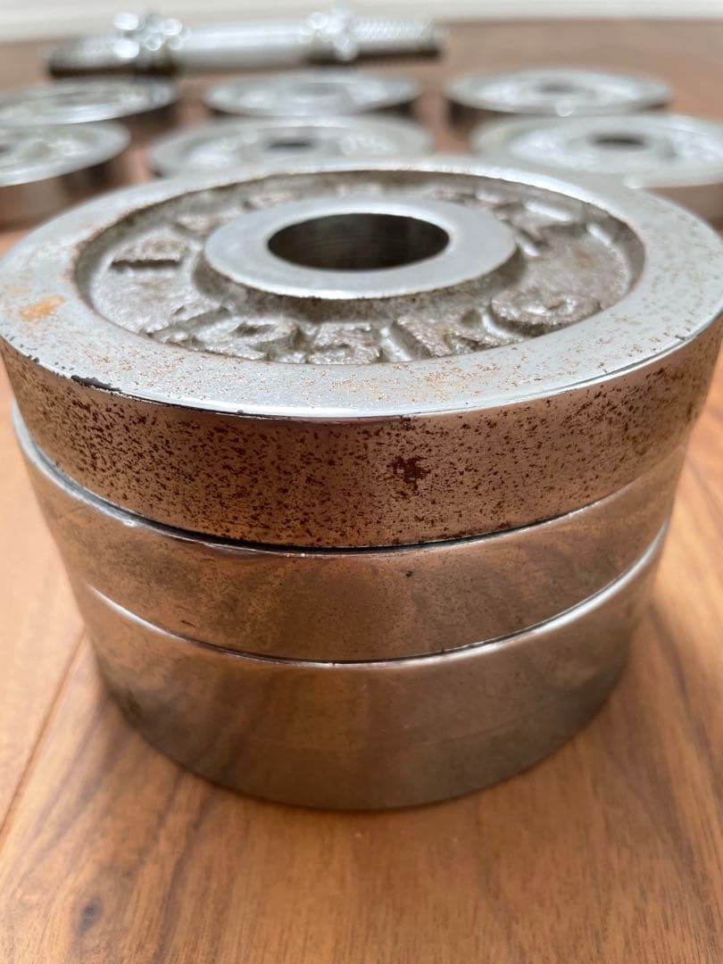 中古品 ダンベル 約15kg 2個セット 30kg ダンベルセット クローム