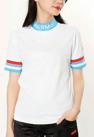 みい　DECEMBERMAY ホワイトモックネックシャツ　レディース
