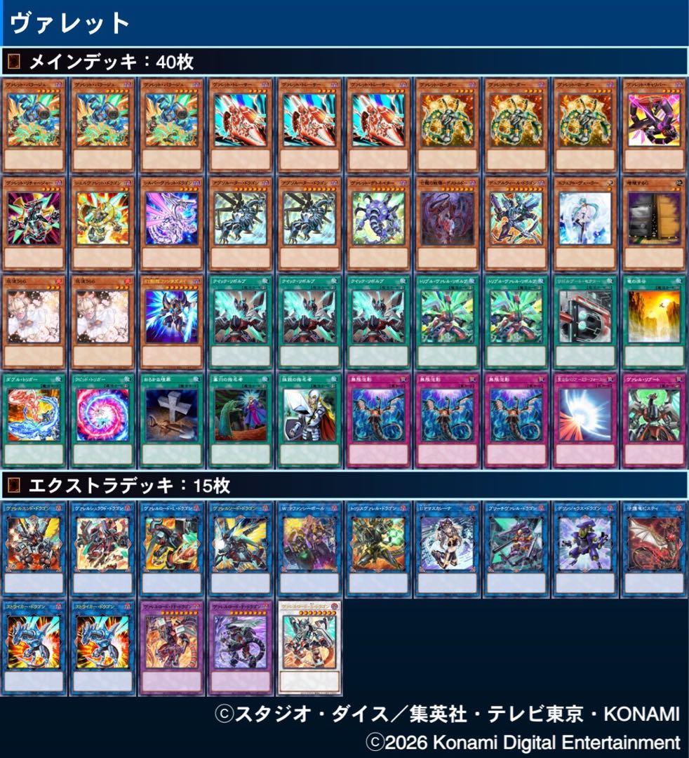大会構築　ヴァレットデッキ　遊戯王