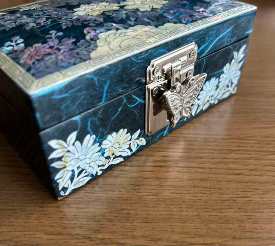 韓国伝統工芸品　螺鈿細工アクセサリーボックス　新品　花紫　韓国伝統雑貨