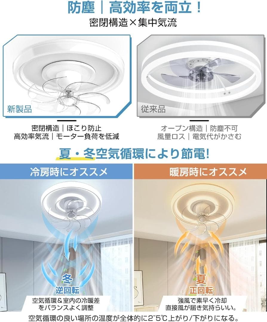 シーリングファンライト led シーリングファン 首振り 【逆回転/冬の暖房効率