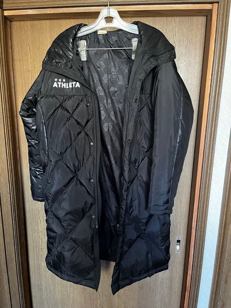 ATHLETA ブラック キルティング ロングコート