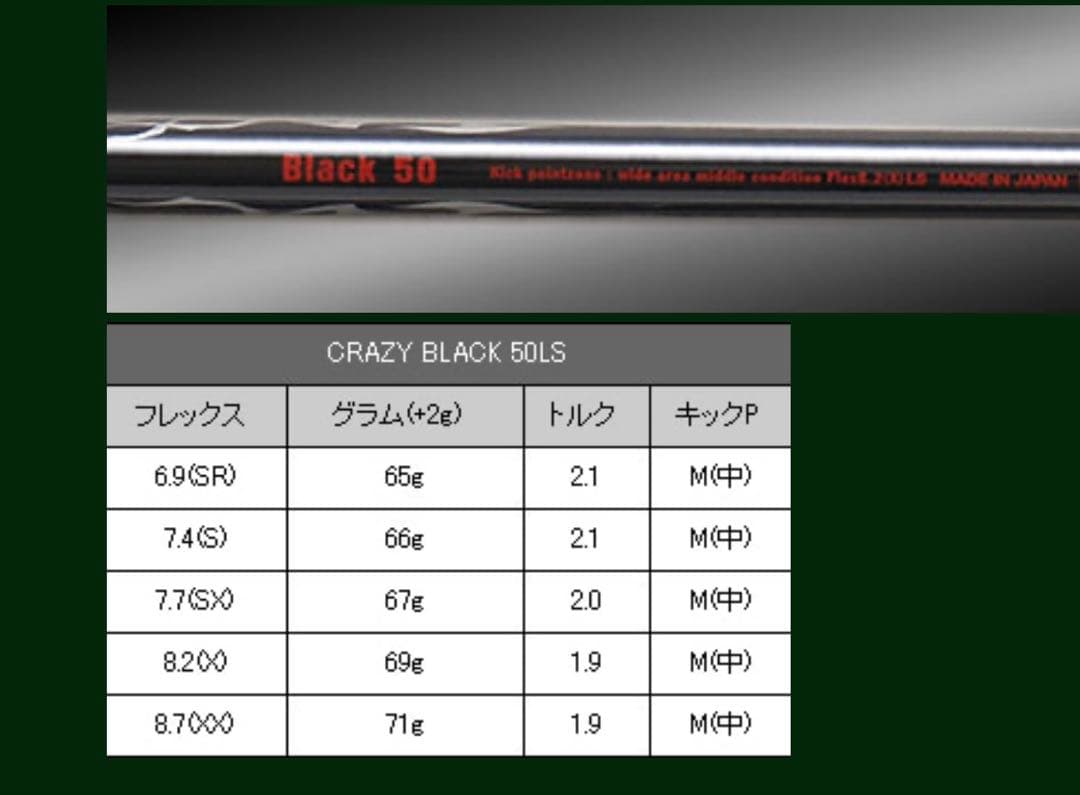 crazy ブラック50LS テーラーメイドスリーブ
