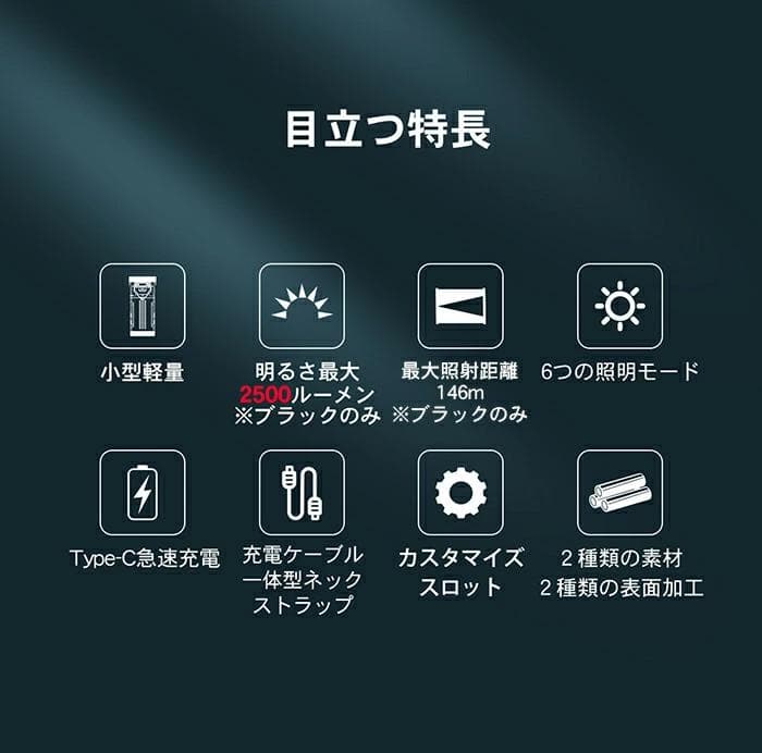 WUBEN X2(Black色)ハンディライトコンパクト懐中電灯防水防災超強力