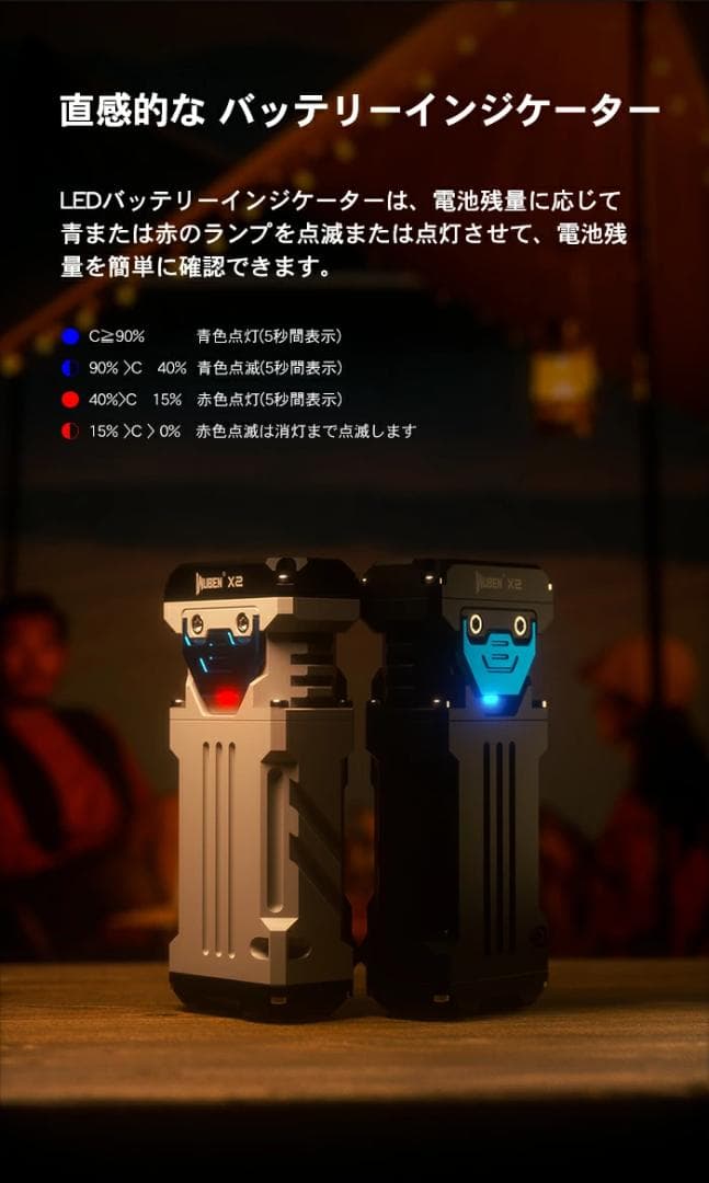 WUBEN X2(Black色)ハンディライトコンパクト懐中電灯防水防災超強力