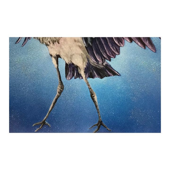 スプレーアート作品「不動の鳥　ハシビロコウ」