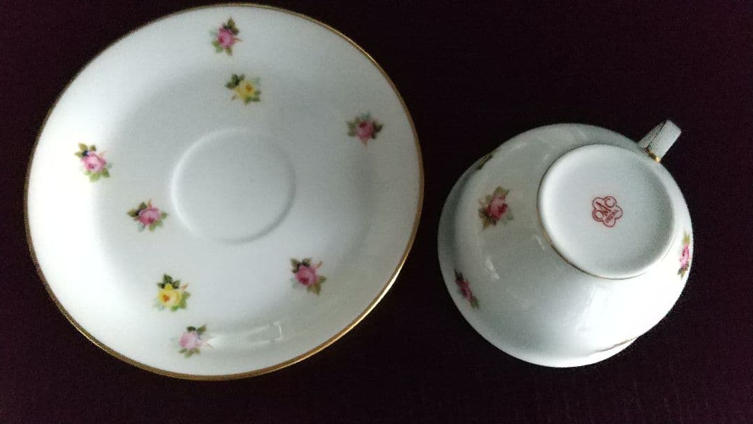 骨董　大倉陶園 黄色 ピンク小花 コーヒー or 紅茶カップセット６客