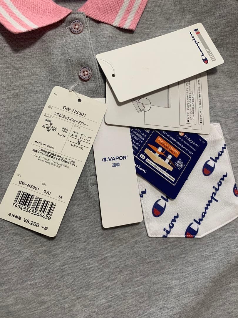 新品　チャンピオン　ゴルフ　ポロシャツ　レディース　グレー　ピンク