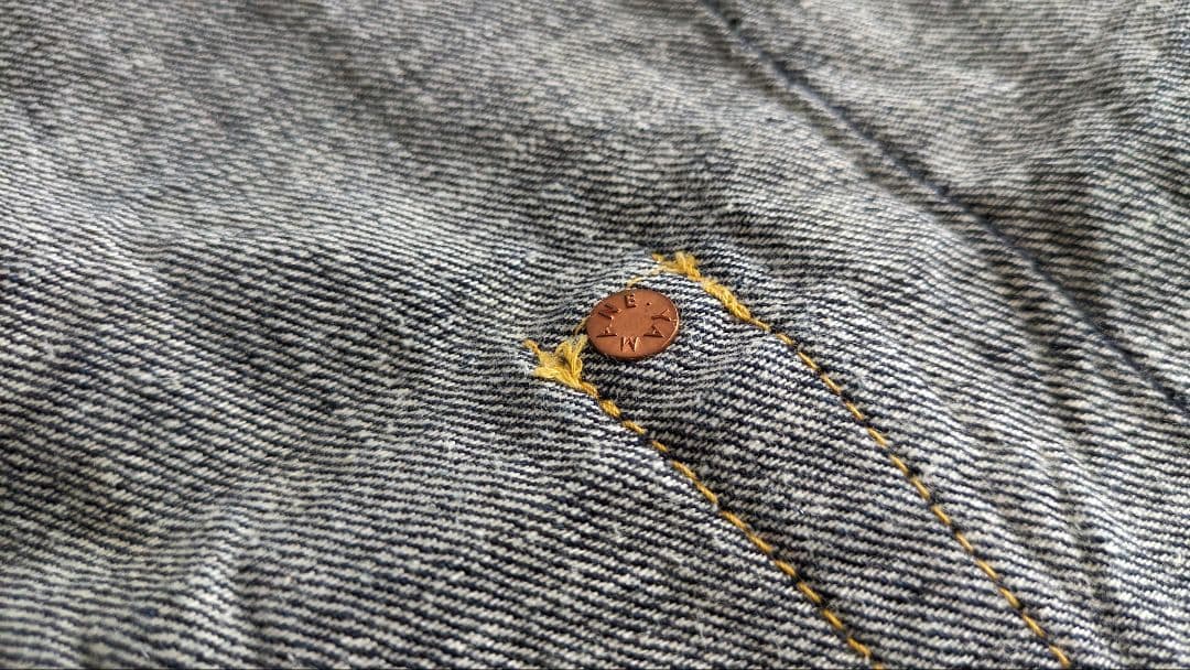 エヴィス　前掛けエプロン　デニムエプロン