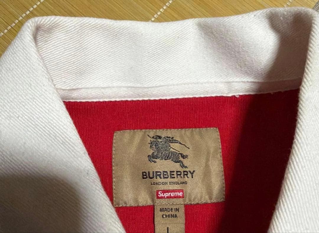 22ss Supreme BURBERRY Rugby ラガーシャツ　L 赤