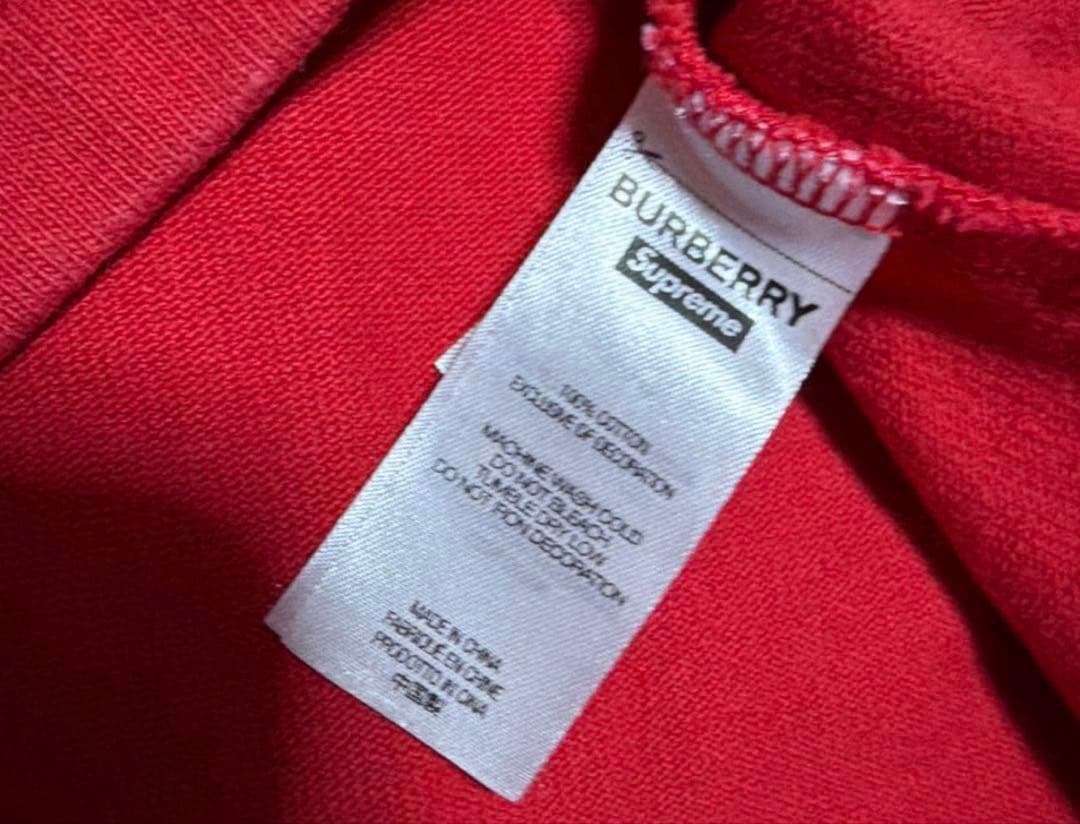 22ss Supreme BURBERRY Rugby ラガーシャツ　L 赤