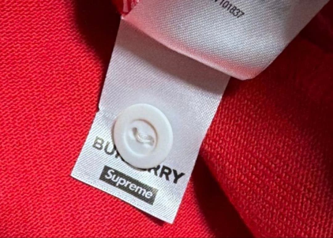 22ss Supreme BURBERRY Rugby ラガーシャツ　L 赤