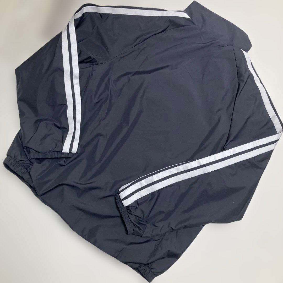 新品未使用　レディース adidas 黒 ストライプ ウィンドブレーカー M