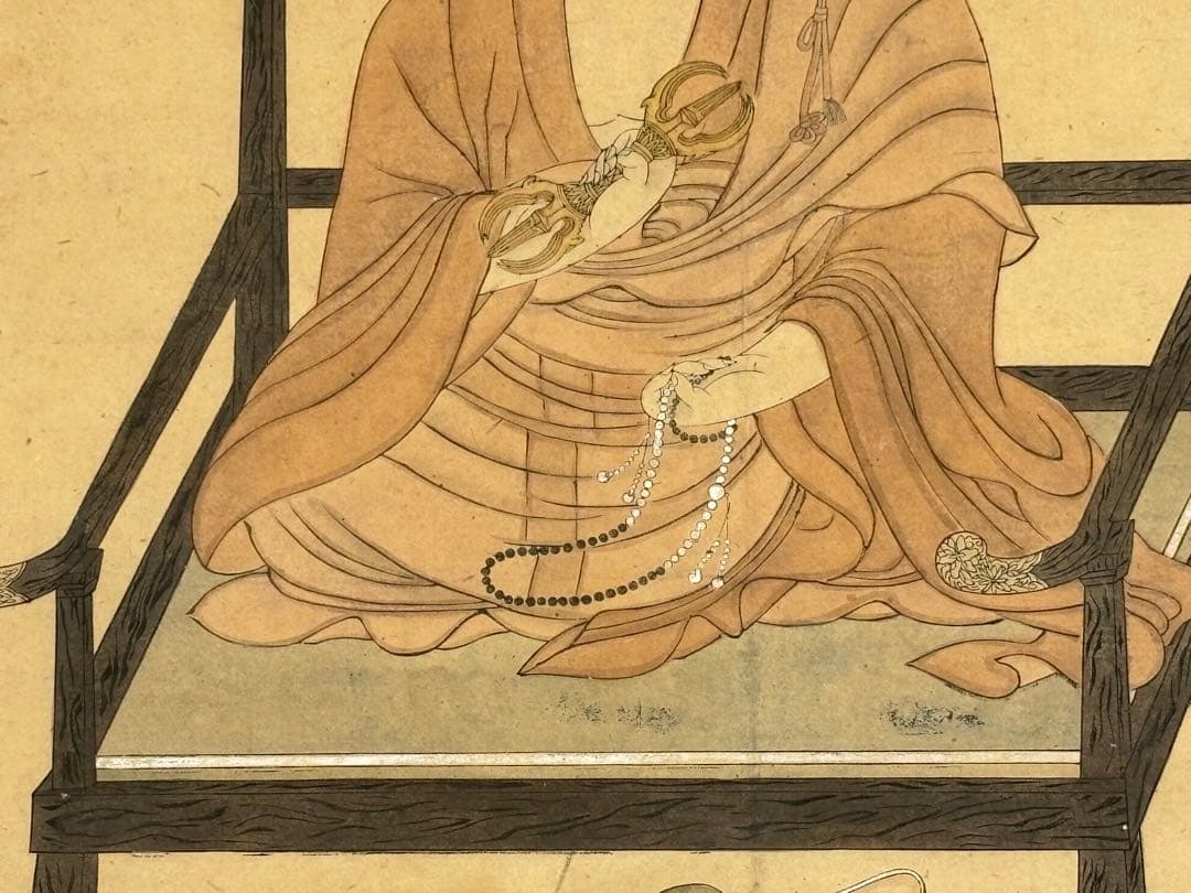大型彩色木版画「弘法大師坐像図」1枚|仏画 真言宗 空海 江戸時代 仏教美術