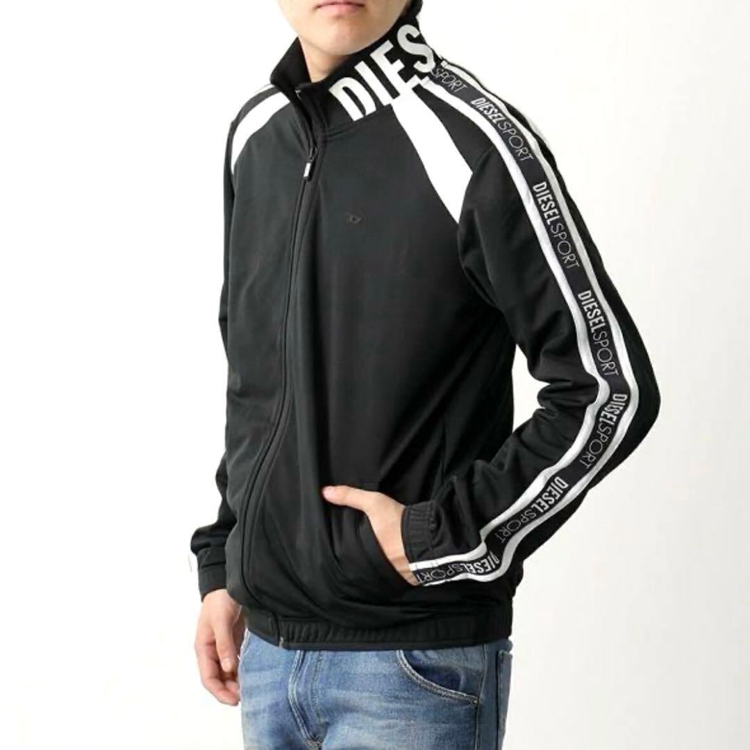 【美品】DIESEL SPORT トラックジャケット ロゴプリント 黒×白 S