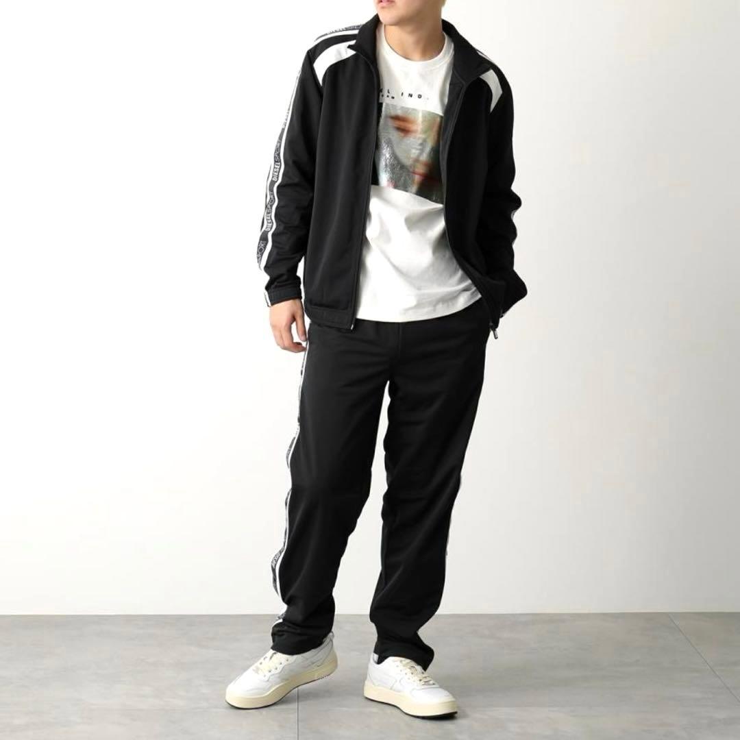 【美品】DIESEL SPORT トラックジャケット ロゴプリント 黒×白 S