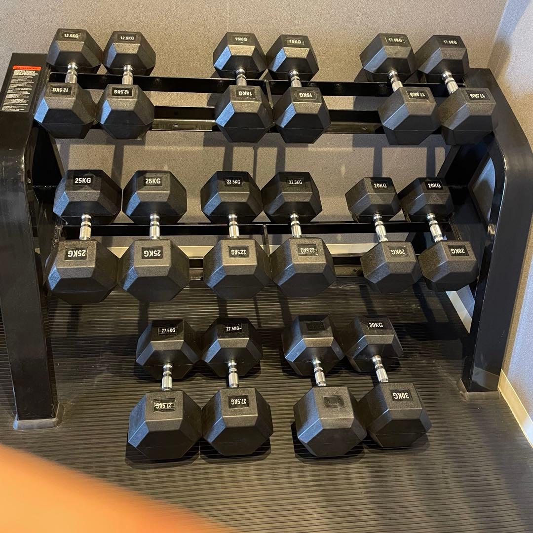 【引取限定】ヘックスダンベルセット 12.5kg-30kg ラック付き