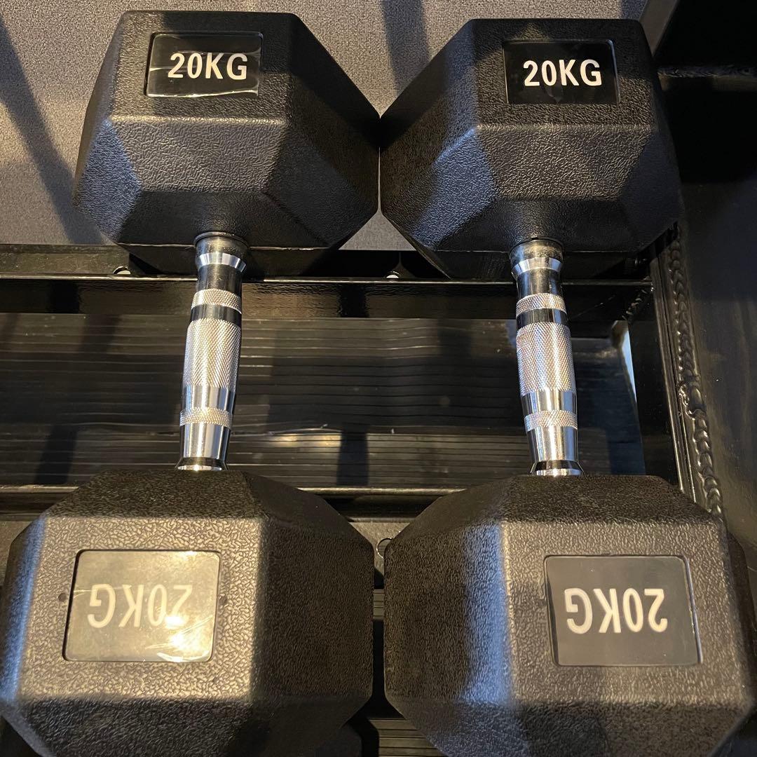 【引取限定】ヘックスダンベルセット 12.5kg-30kg ラック付き