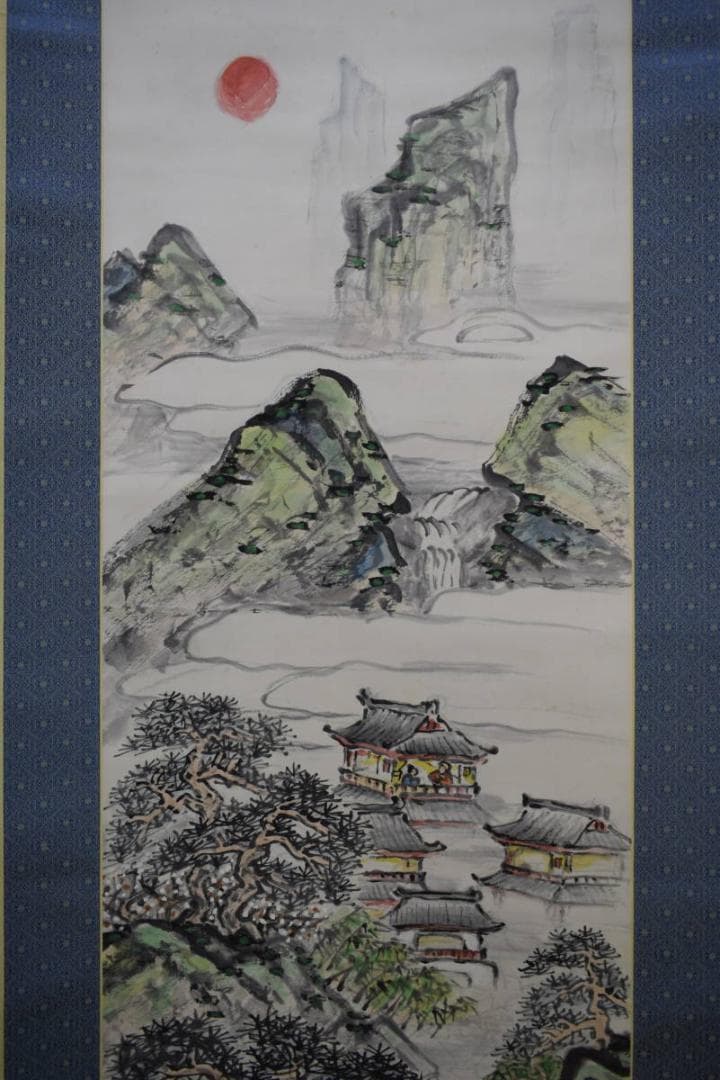 不詳/作者不詳/蓬莱仙境図/桐共箱付/布袋屋掛軸HH-452