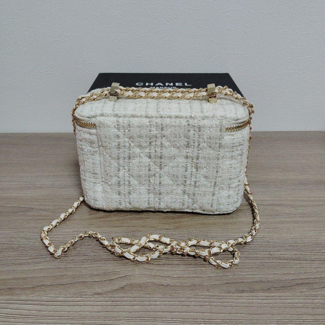 訳あり　CHANEL　ツイードバニティショルダーバッグ　ノベルティー　ホワイト