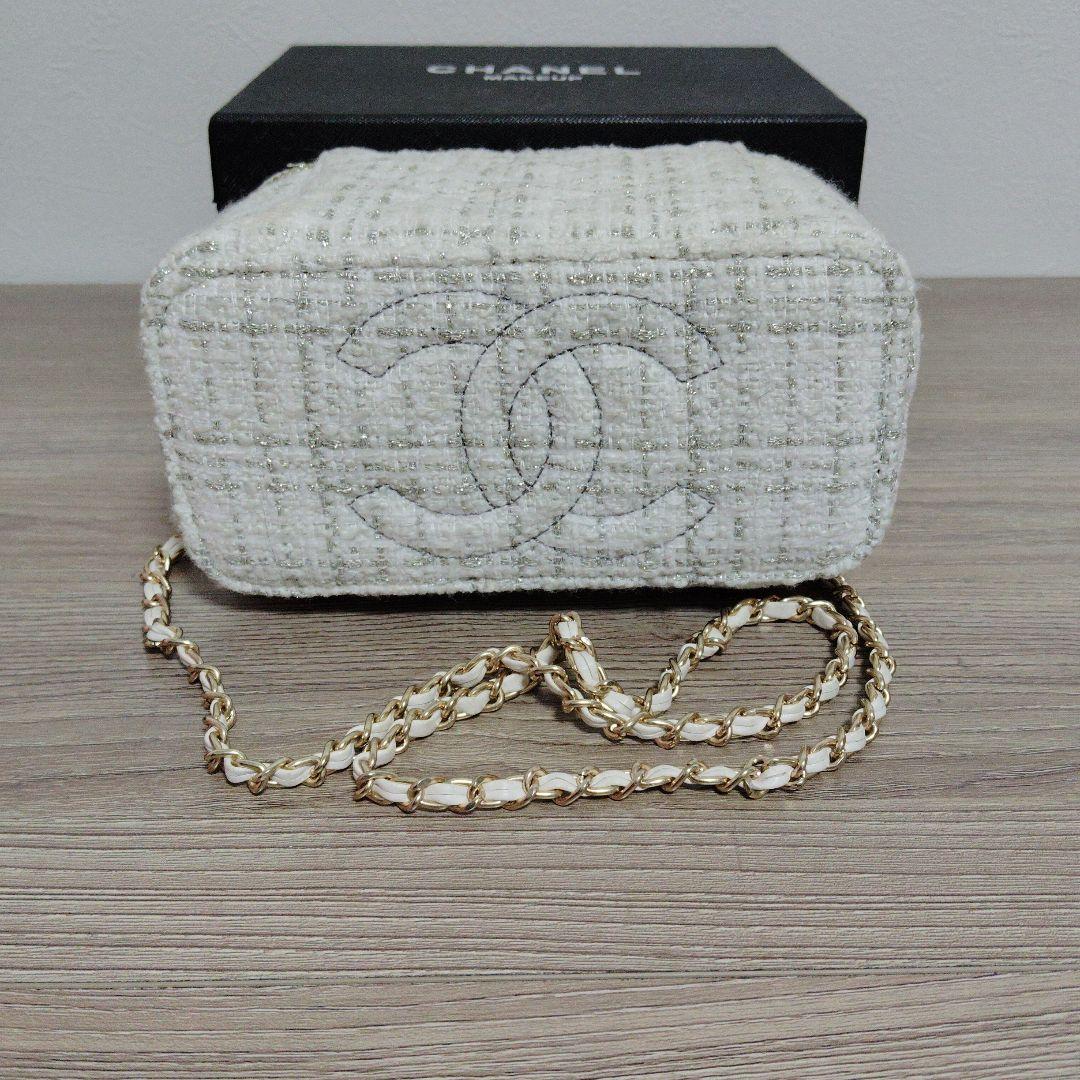 訳あり　CHANEL　ツイードバニティショルダーバッグ　ノベルティー　ホワイト