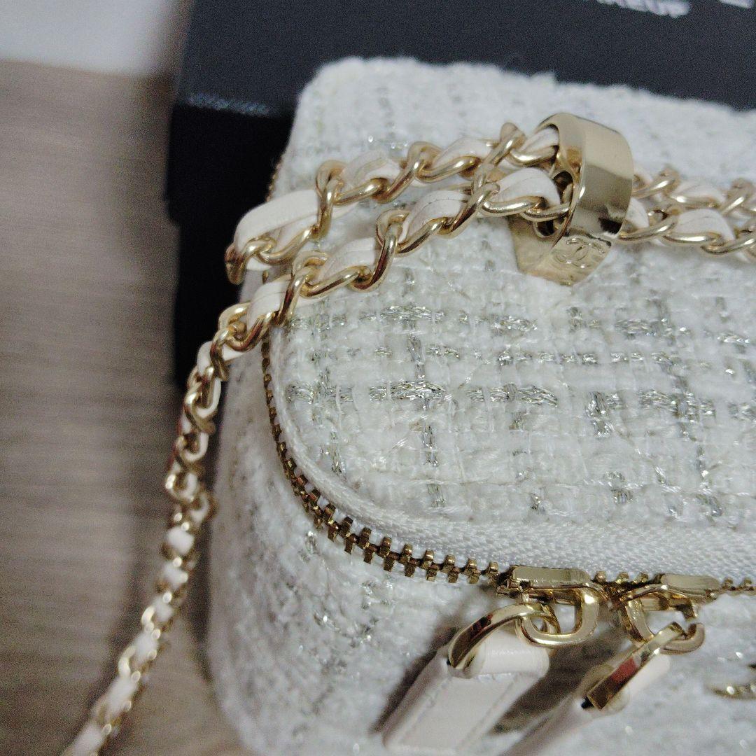 訳あり　CHANEL　ツイードバニティショルダーバッグ　ノベルティー　ホワイト