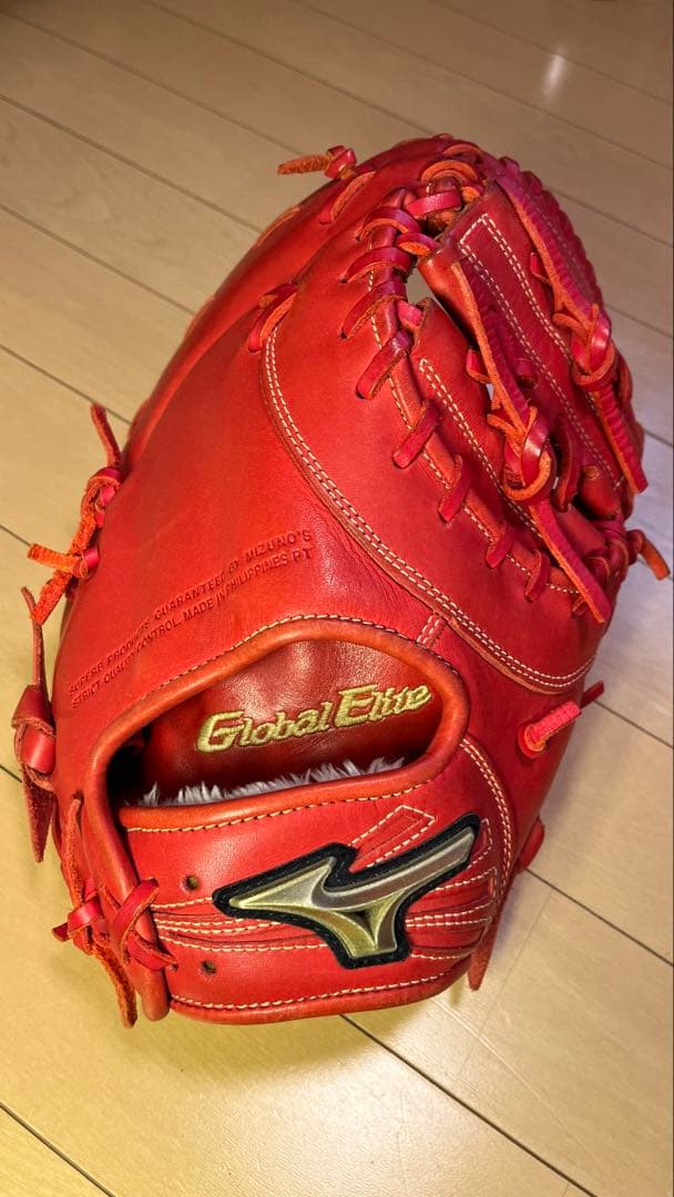 ミズノ グローバルエリート 軟式野球 ファーストミット レッド