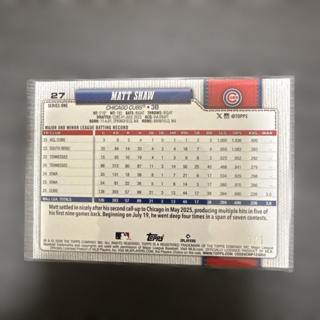 1of1 Matt Shaw Topps 2025 インサート