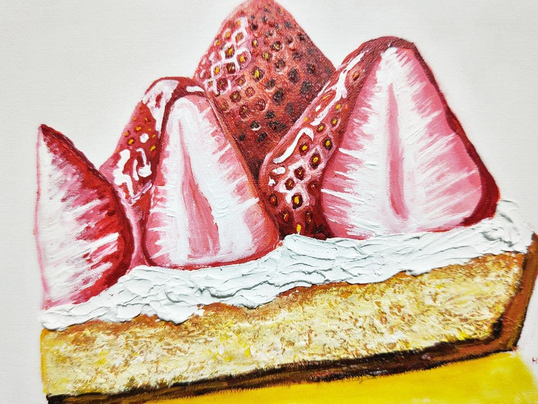 油絵 絵画 【いちごのタルト】