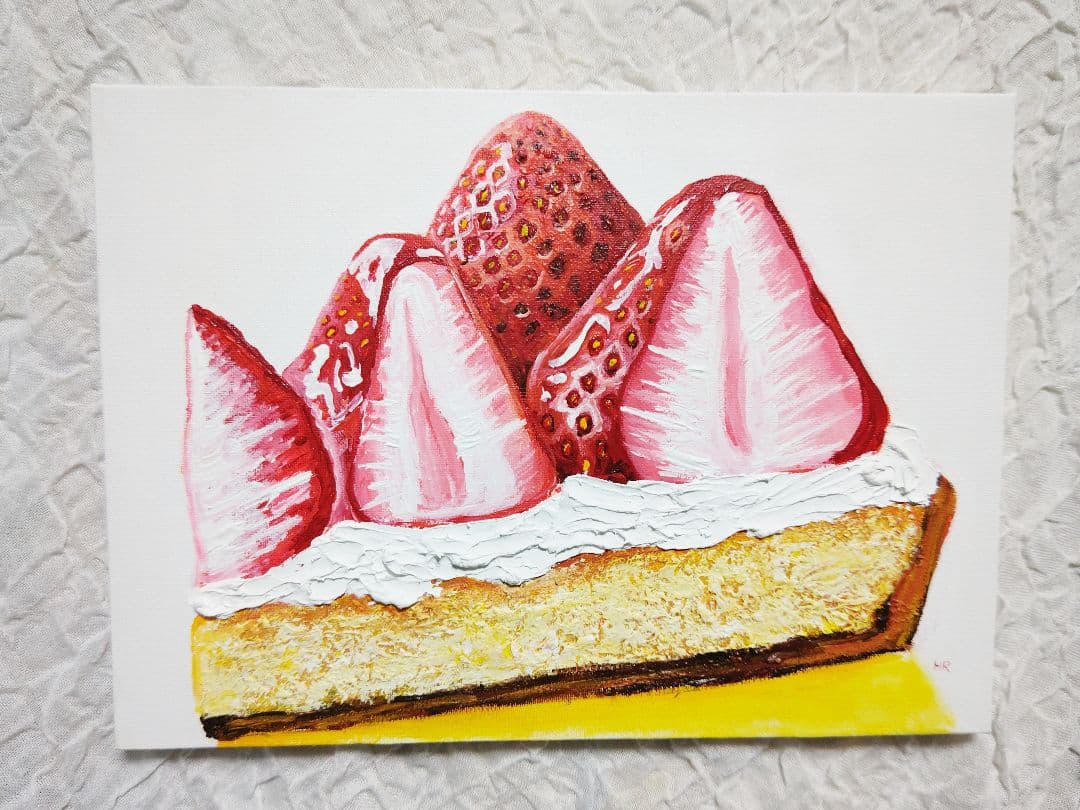 油絵 絵画 【いちごのタルト】