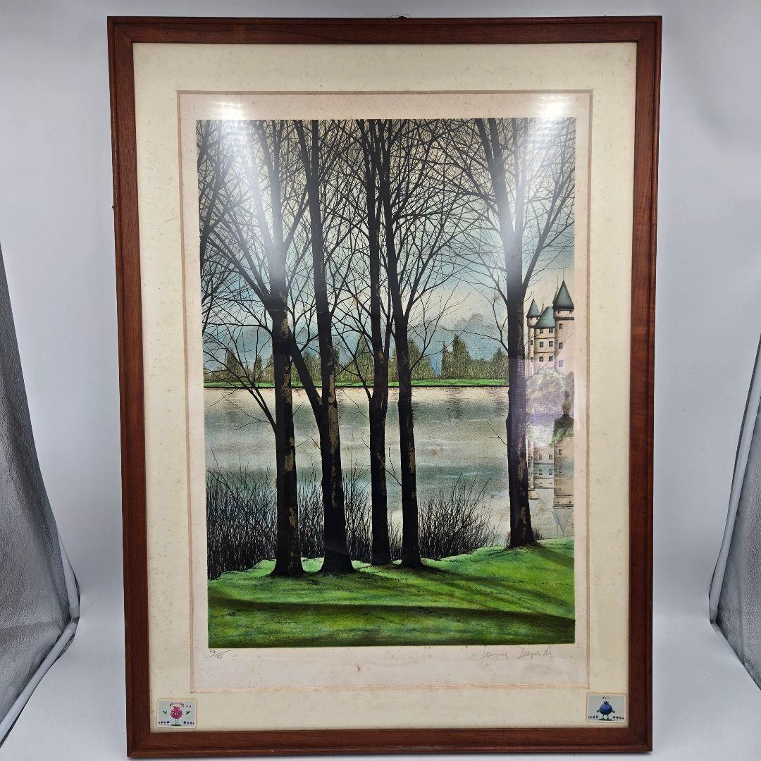 ジャックデペルト 風景画 額入り リトグラフ 城 ヨーロッパ 美術品 インテリア