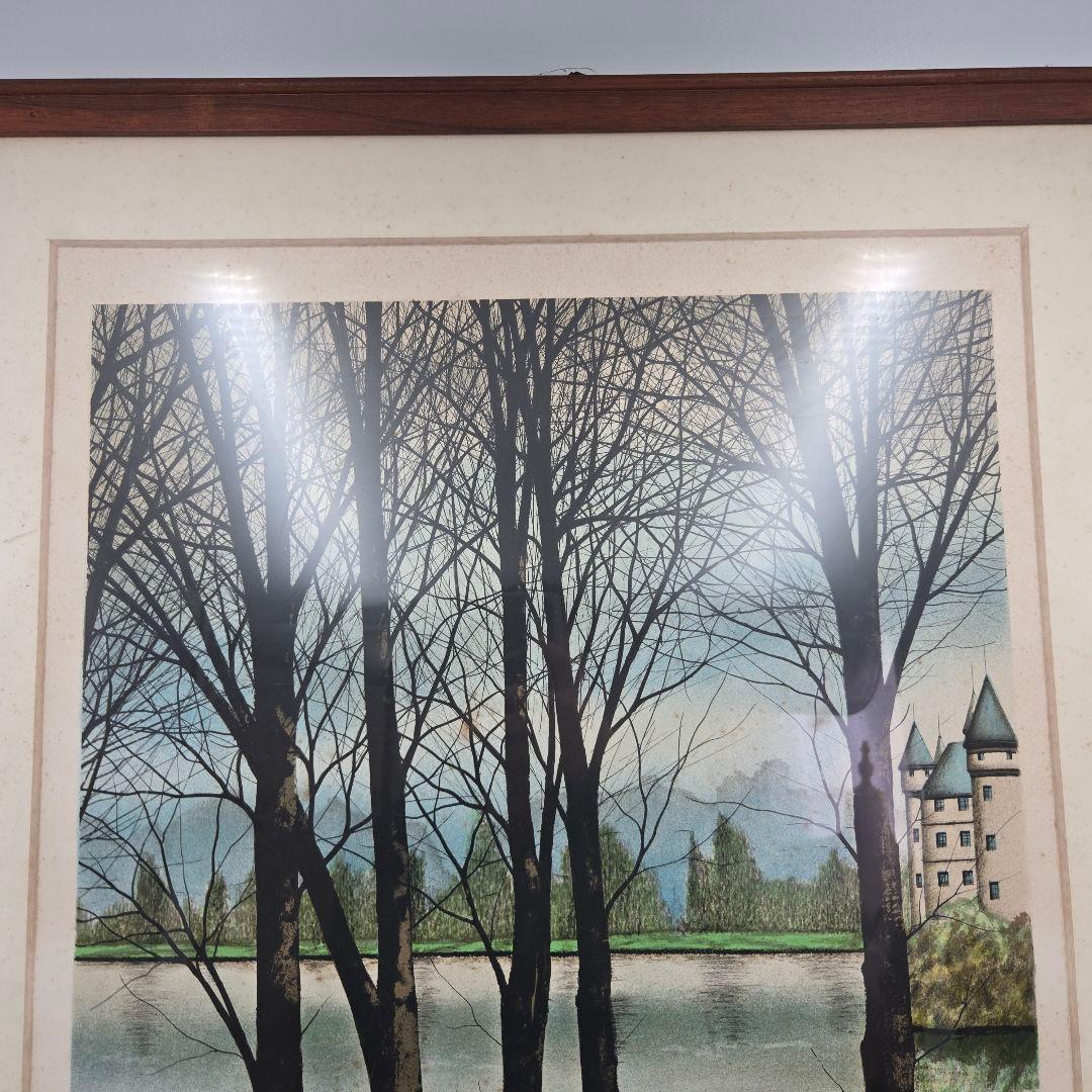 ジャックデペルト 風景画 額入り リトグラフ 城 ヨーロッパ 美術品 インテリア