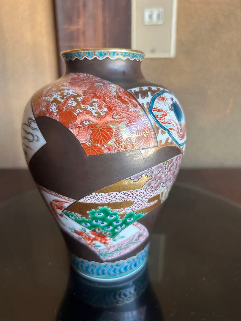 初代徳田八十吉　花瓶　大正時代　希少