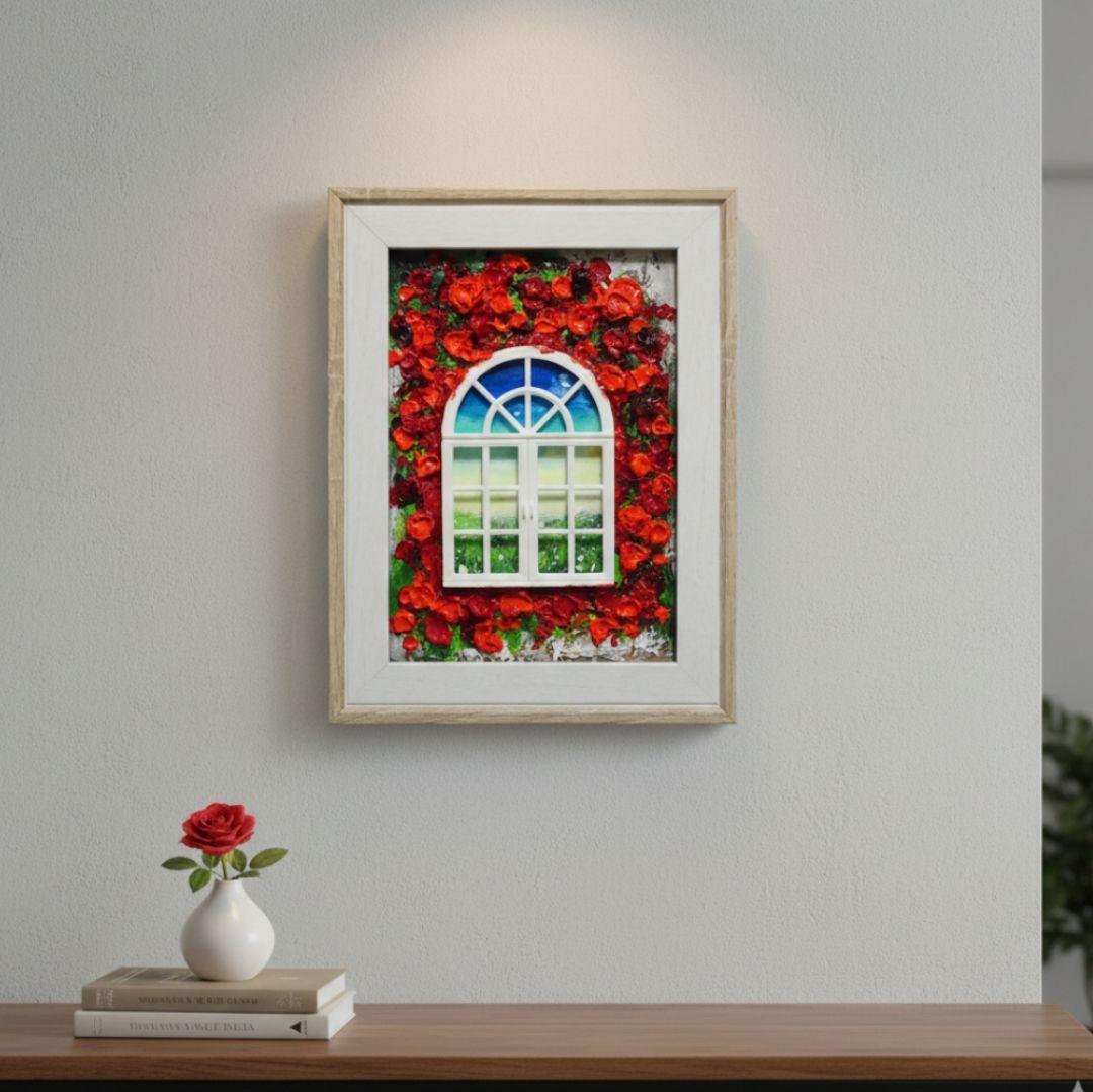 油絵 油彩画 原画「窓の先」絵画 アート インテリア 壁掛け