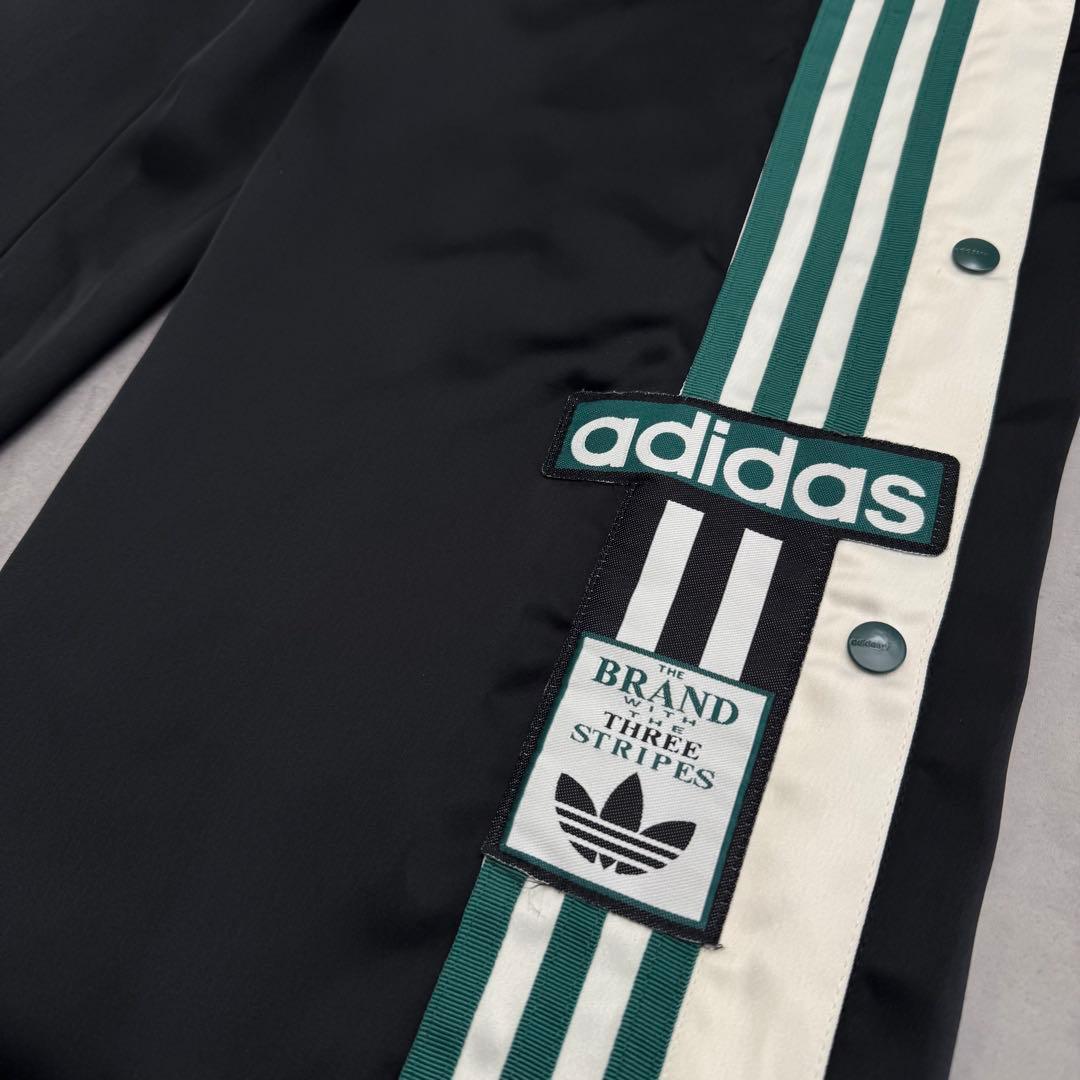 adidas アディダス サイドスナップ トラックパンツ ブラック×グリーンS