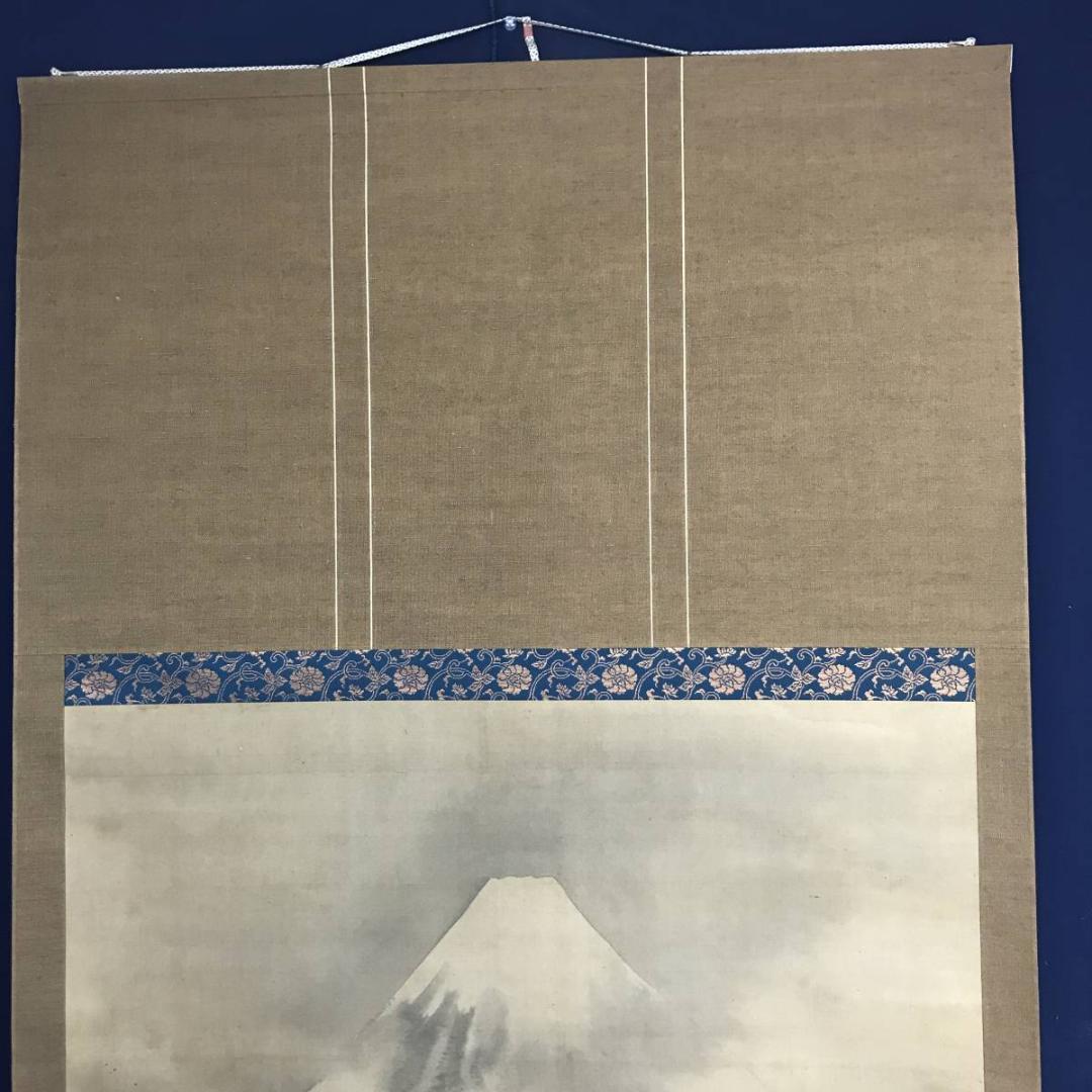 【真作】紫仙渓/富士山図/富士図/山水図/横物/掛軸/名家伝来/AD-129
