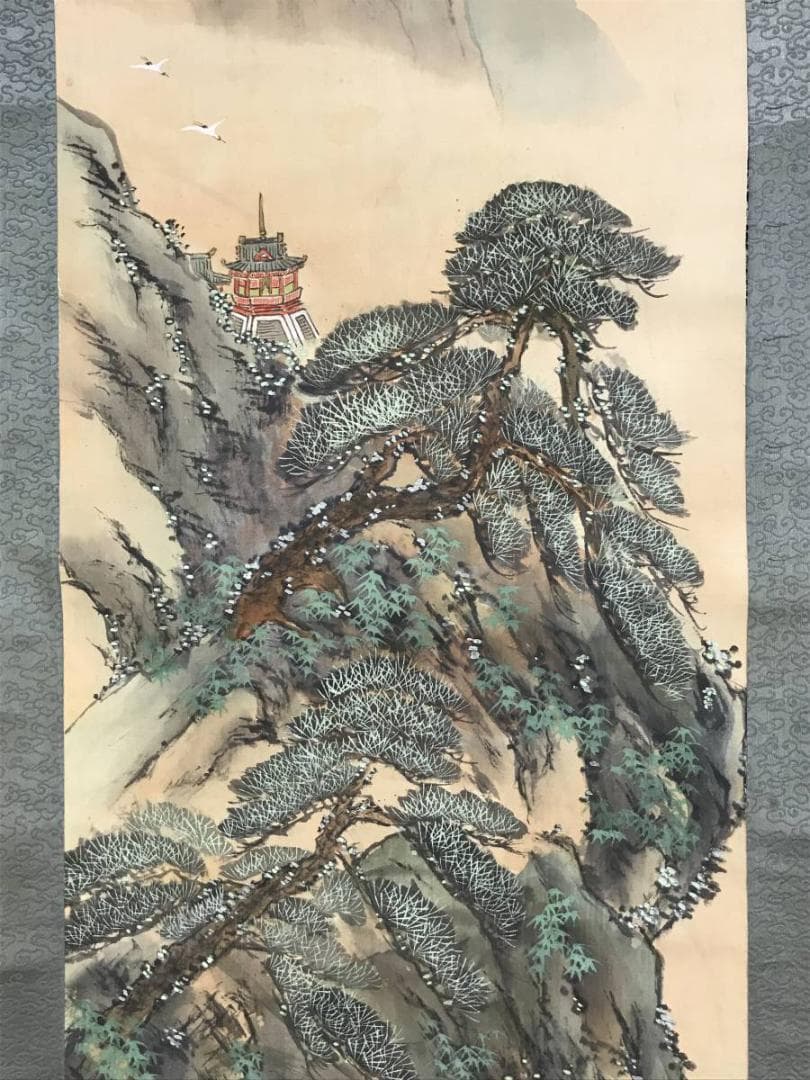 真作/香峰/蓬莱山図/山水図/祝事山水図/掛軸/名家伝来/AD-849