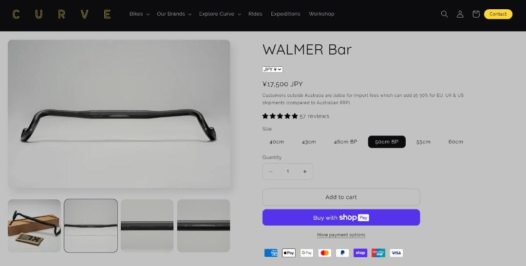 CURVE WALMER Bar 50 BP ドロップバー