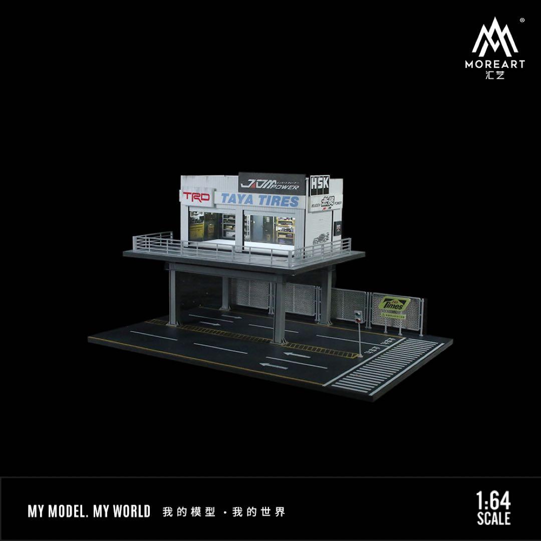 《最新入荷》 1/64 鉄骨フレーム　自動車修理店　ジオラマ 駐車場 付き