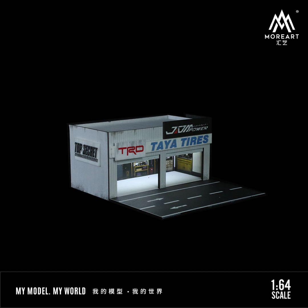 《最新入荷》 1/64 鉄骨フレーム　自動車修理店　ジオラマ 駐車場 付き