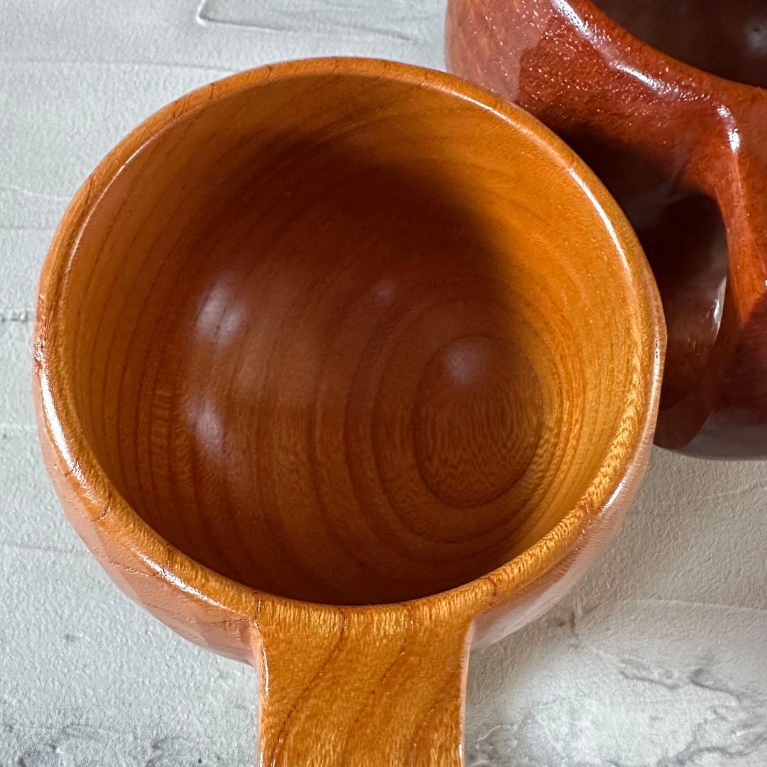 【美品】良岳氏作 木製コーヒーカップ けやき・花梨（2脚セット）