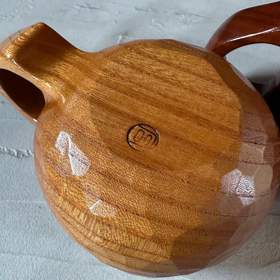 【美品】良岳氏作 木製コーヒーカップ けやき・花梨（2脚セット）