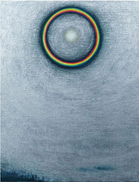 油絵 菅家令子 絵 絵画インテリア額付(薄青緑) F3-S102023風景祈希望