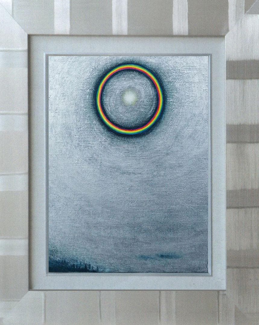 油絵 菅家令子 絵 絵画インテリア額付(薄青緑) F3-S102023風景祈希望