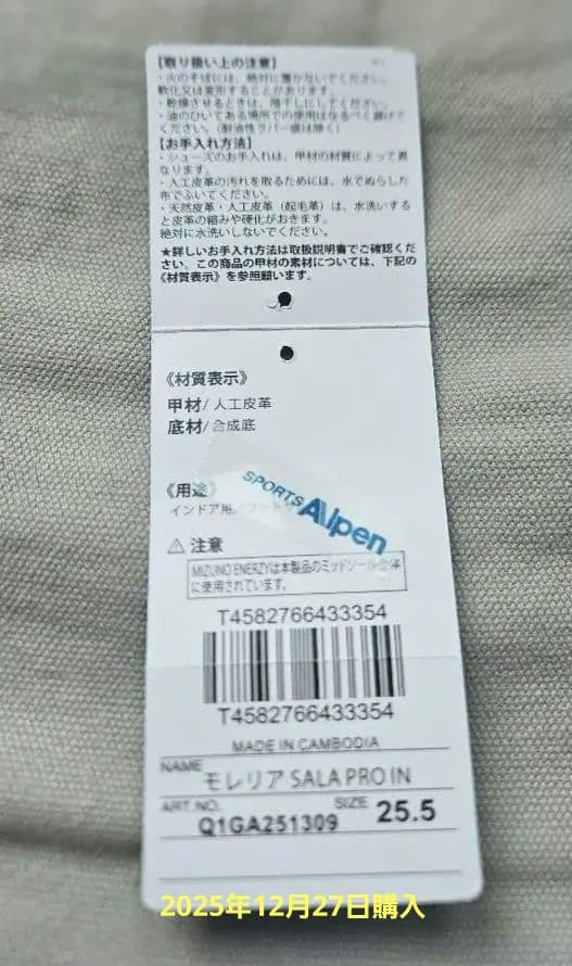 Mizuno SALAPRO IN フットサルシューズ 25.5cm