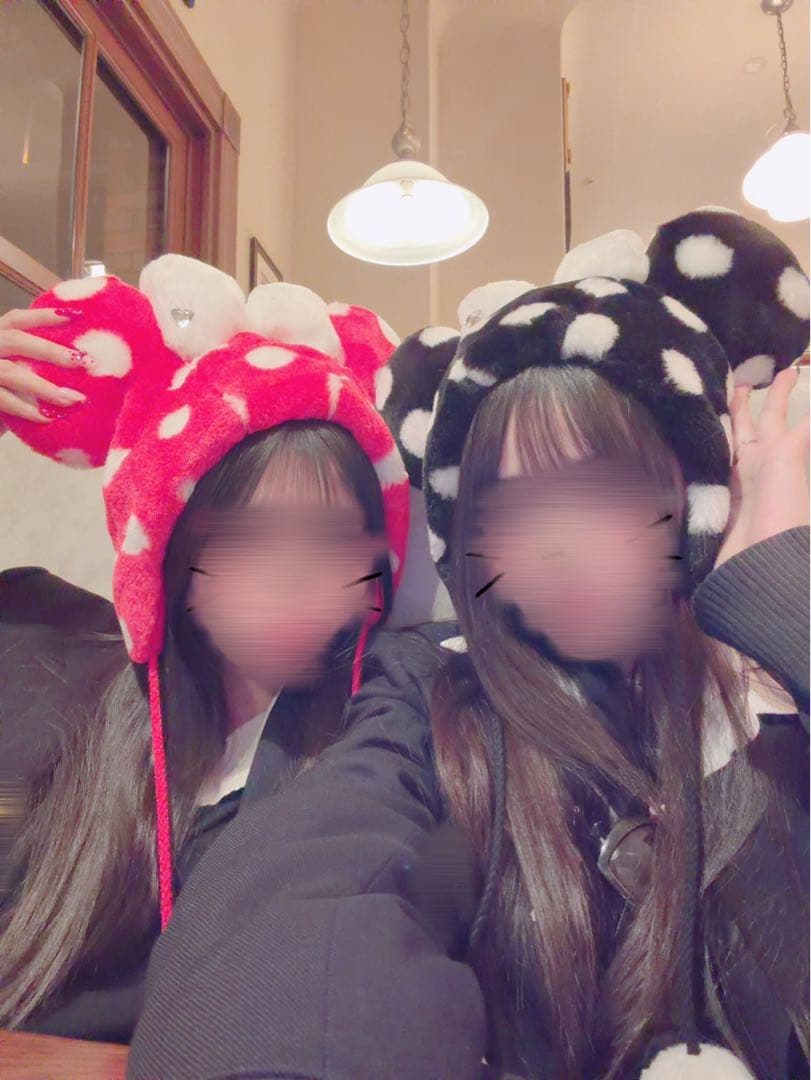ディズニー　水玉　ファンキャップ　ミニーちゃん 黒